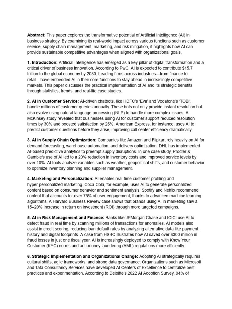 AI's Role in Business Strategy | PDF | Artificial Intelligence ...