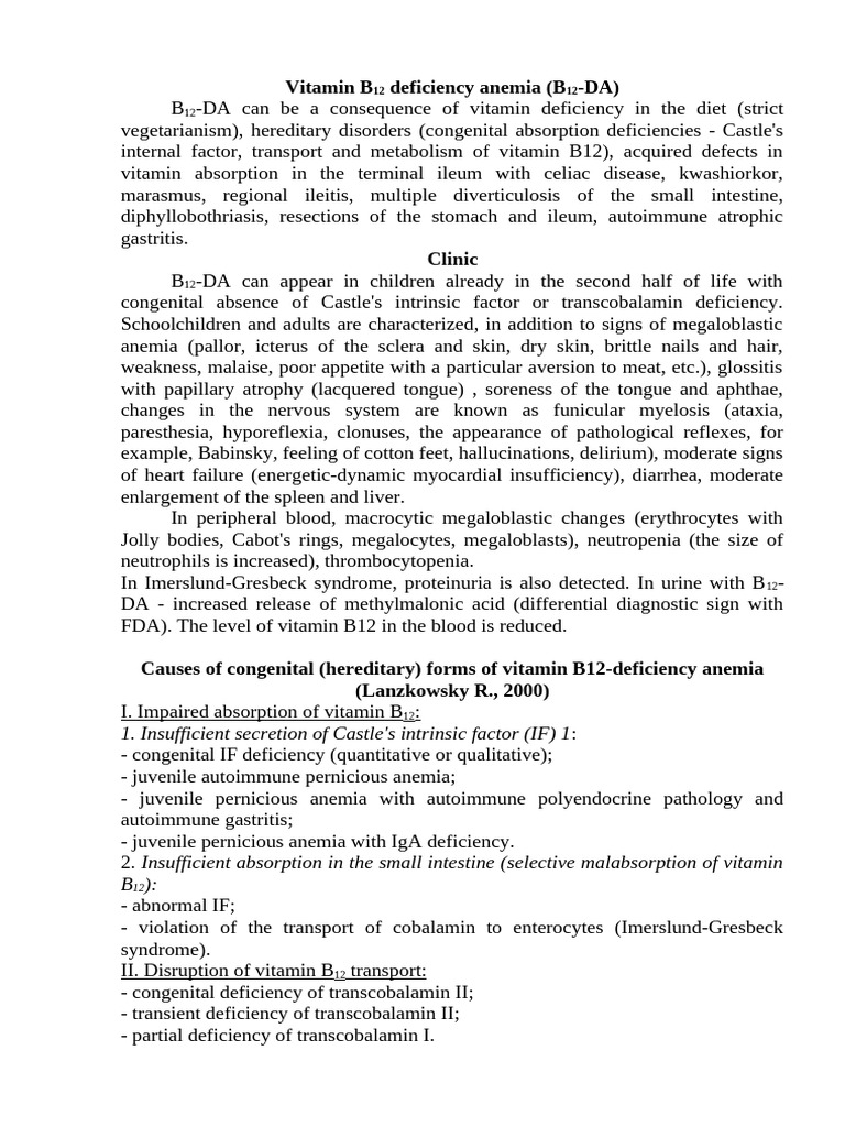 Understanding Vitamin B12 Deficiency Anemia | PDF | Vitamin B12 | Anemia