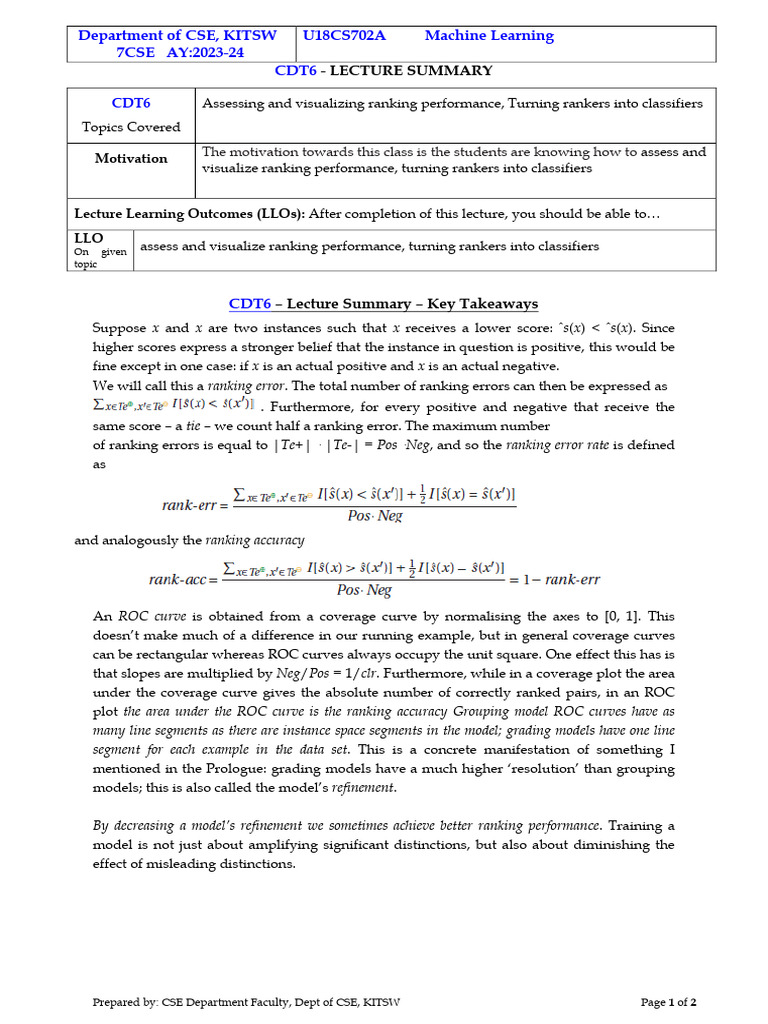 Ranking Performance in Machine Learning | PDF | Learning | Cognition