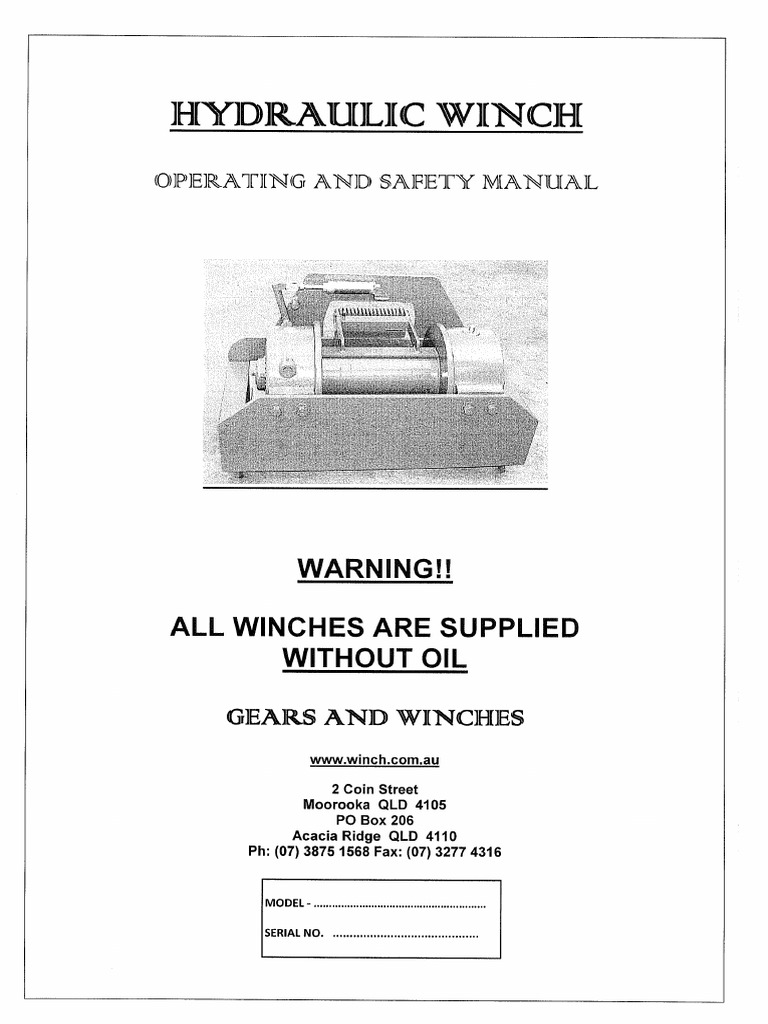 Hydraulic Winch Manual | PDF