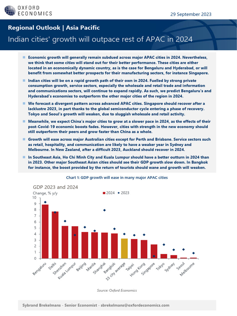Indian Cities Lead APAC Growth in 2024 | PDF | Economic Growth | Gross ...