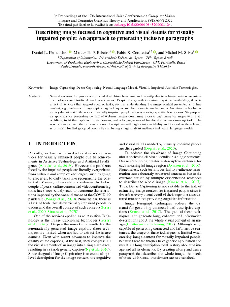 Enhancing Image Descriptions for the Visually Impaired | PDF