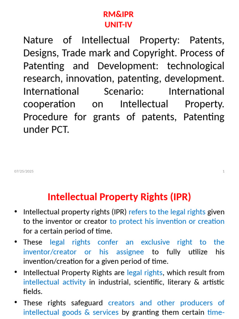 Understanding Intellectual Property Rights | PDF | Trademark | Patent