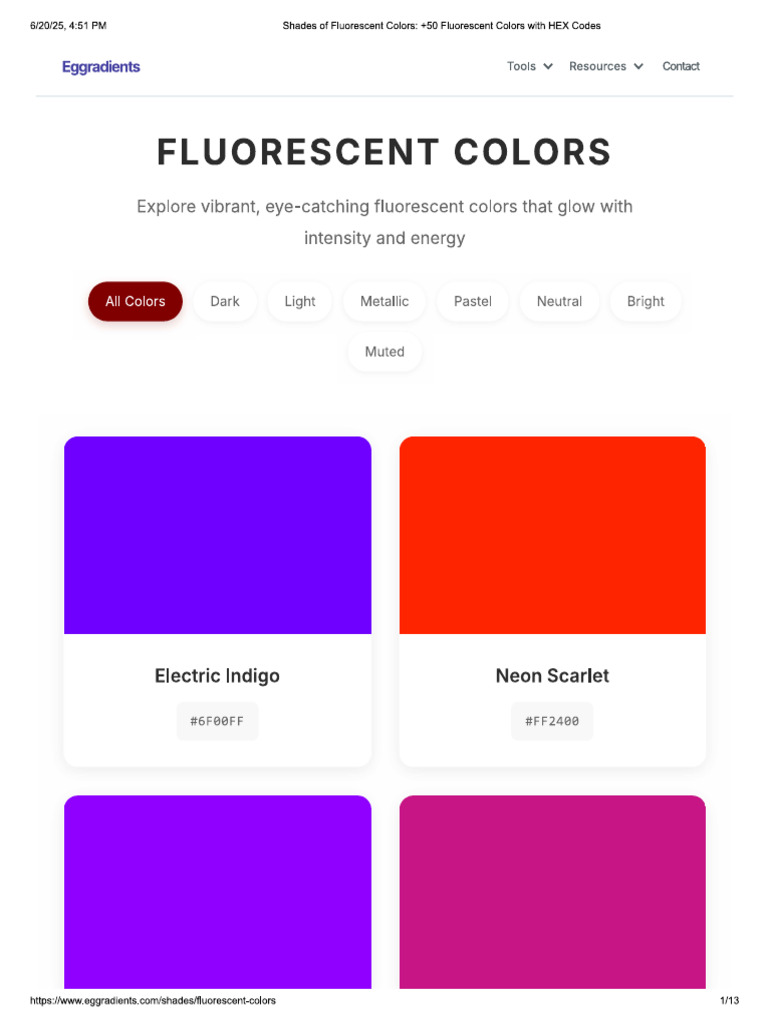 Shades of Fluorescent Colors | PDF