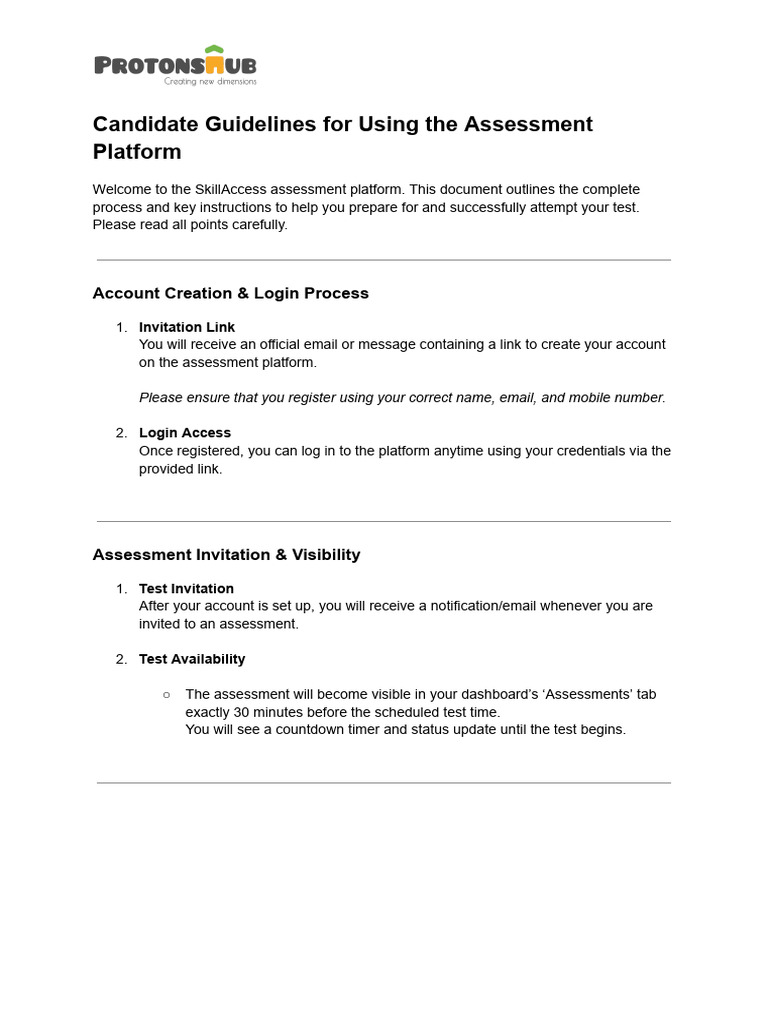 Protonshub Assessment Guidelines | PDF | Software | Computing