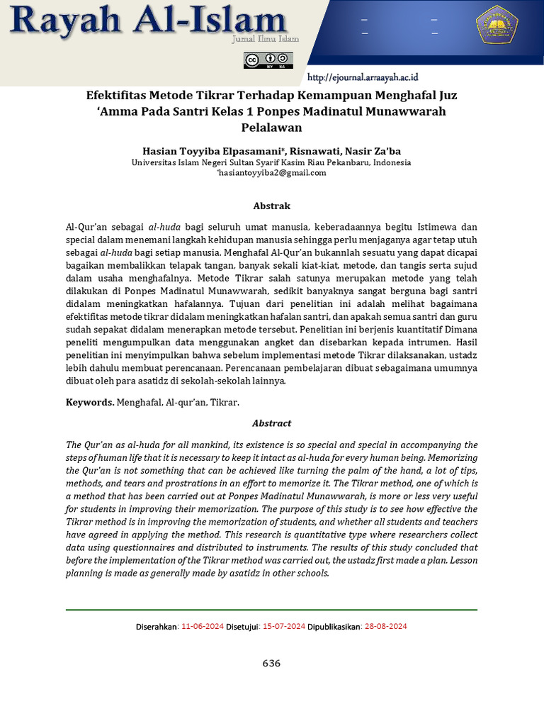 Efektivitas Metode Tikrar untuk Hafalan Juz Amma | PDF