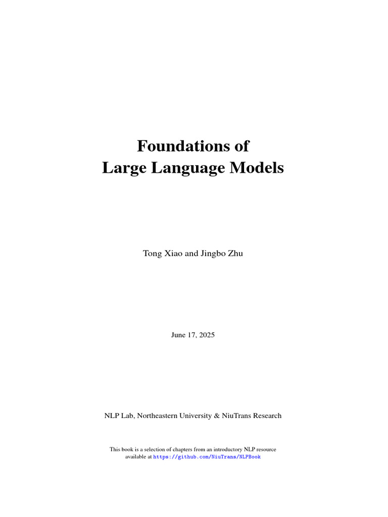 Foundations of Large Language Models | PDF | Deep Learning | Cognition