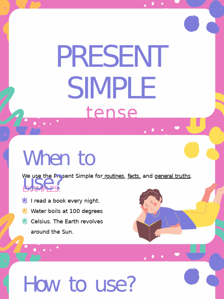 Present Simple Tense Presentation in Pink Purple Orange Cute Style | PDF