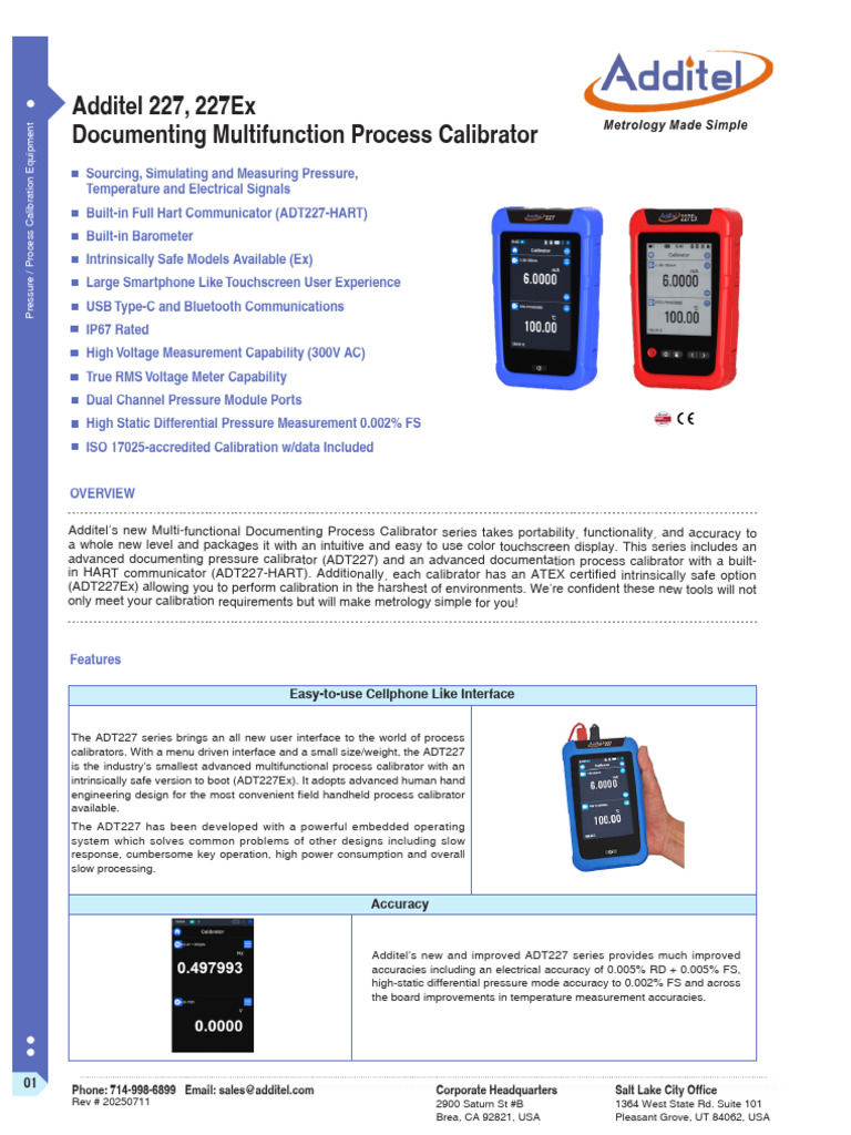 Additel 227 Multifunction Calibrator Guide | PDF | Calibration | Hertz