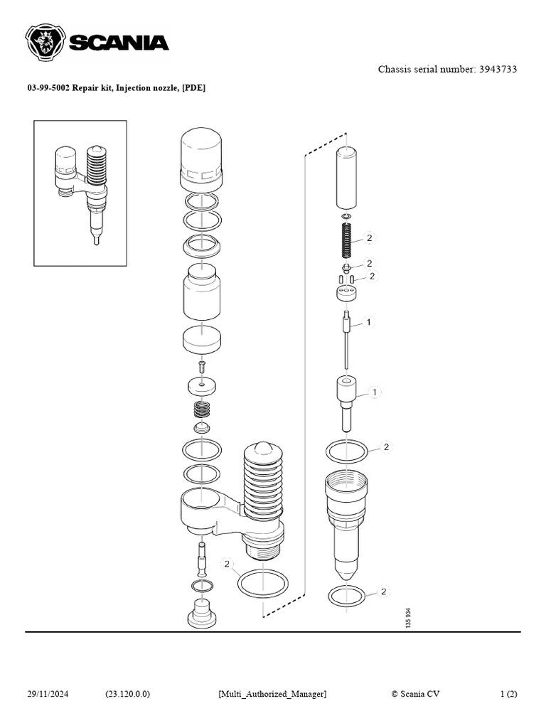Scania Injection Nozzle Repair Kit Details | PDF