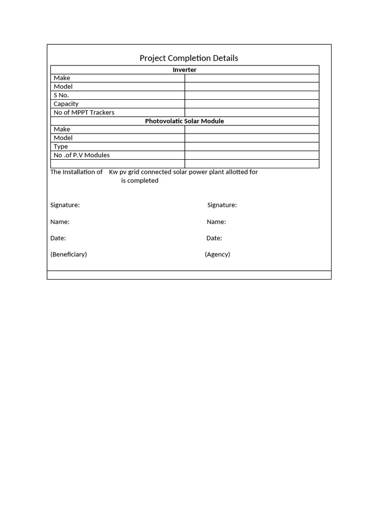 Project Completion Details | PDF