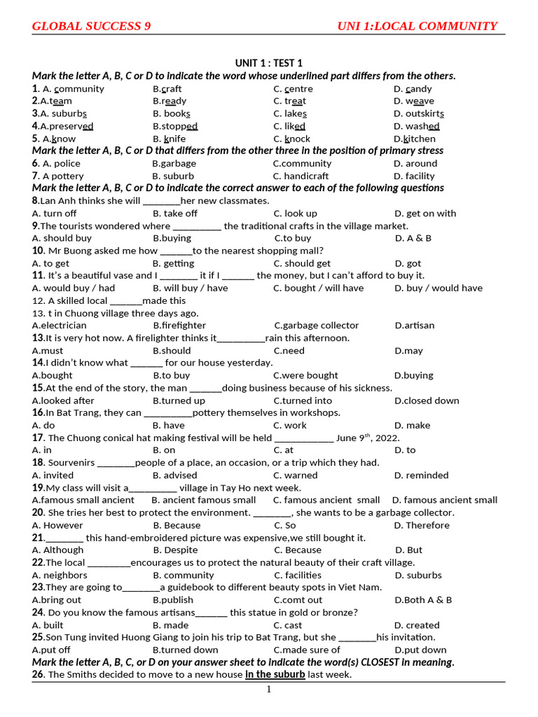 Local Community Test Questions | PDF