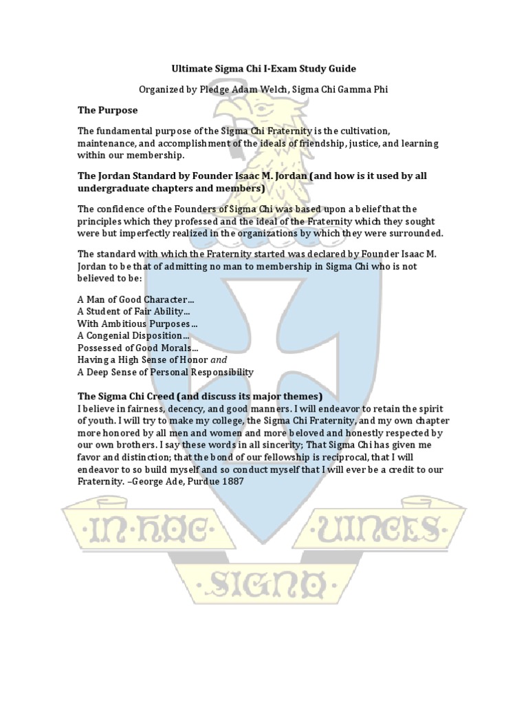Sigma Chi Creed and Ritual Overview | PDF | Fraternities And Sororities ...