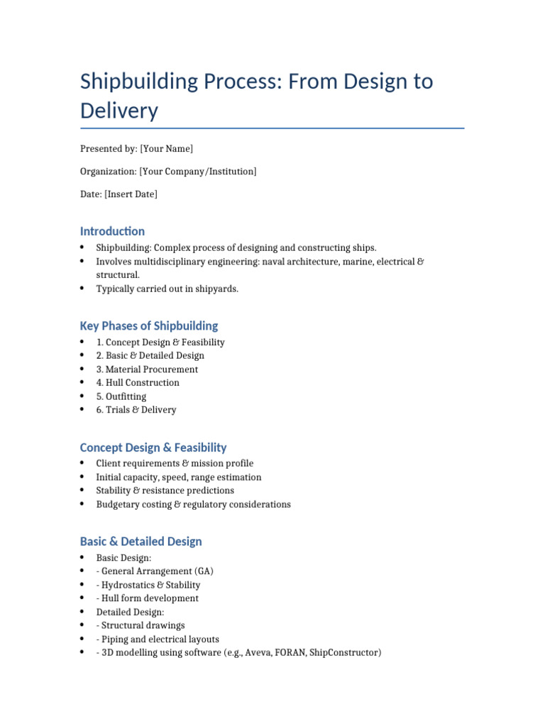 Shipbuilding Process Overview | PDF | Hull (Watercraft) | Shipbuilding