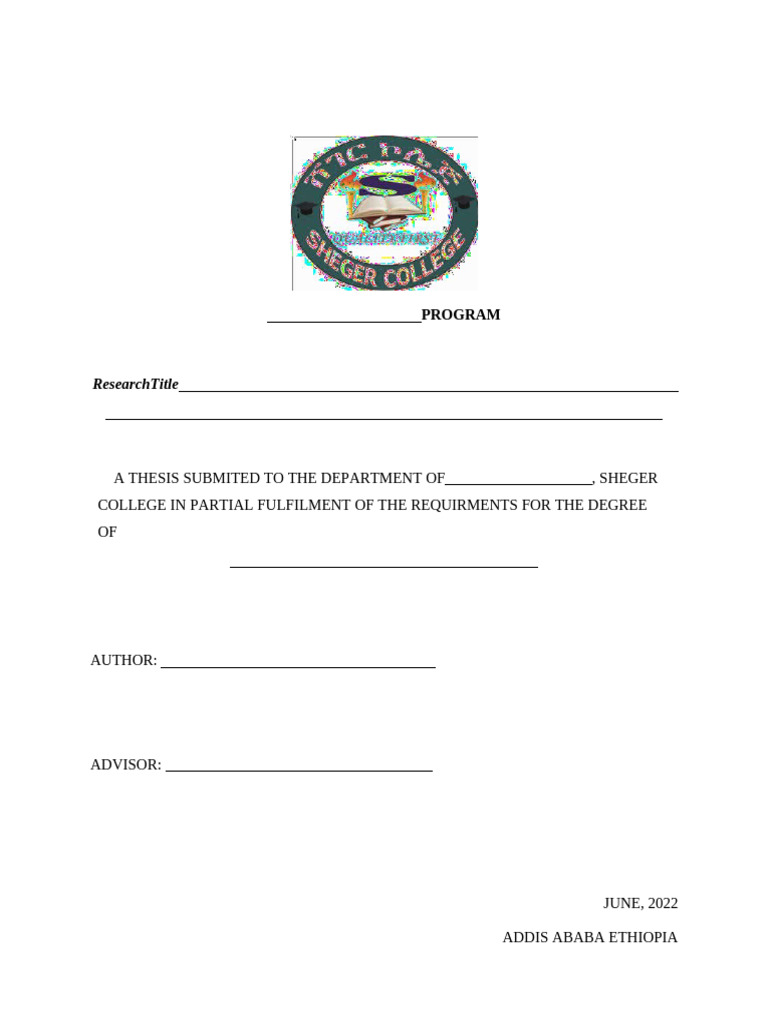 Research Thesis Front Page Design | PDF | Thesis | Educational Stages