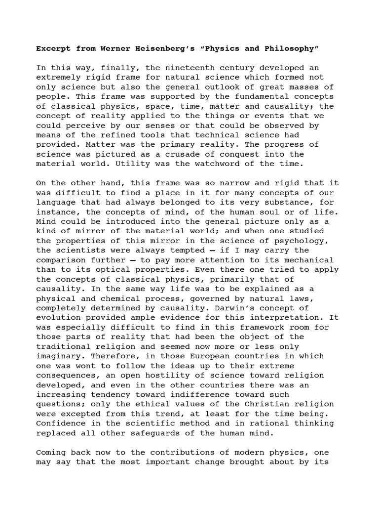 Heisenberg on Science and Philosophy PDF Reality Physics