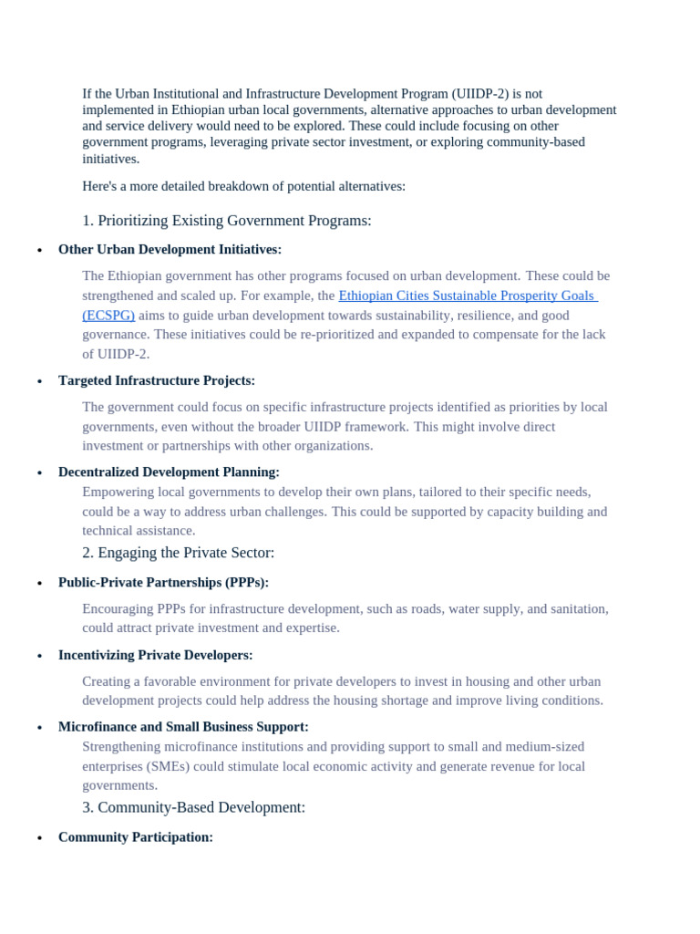 If The Urban Institutional and Infrastructure Development Program | PDF ...