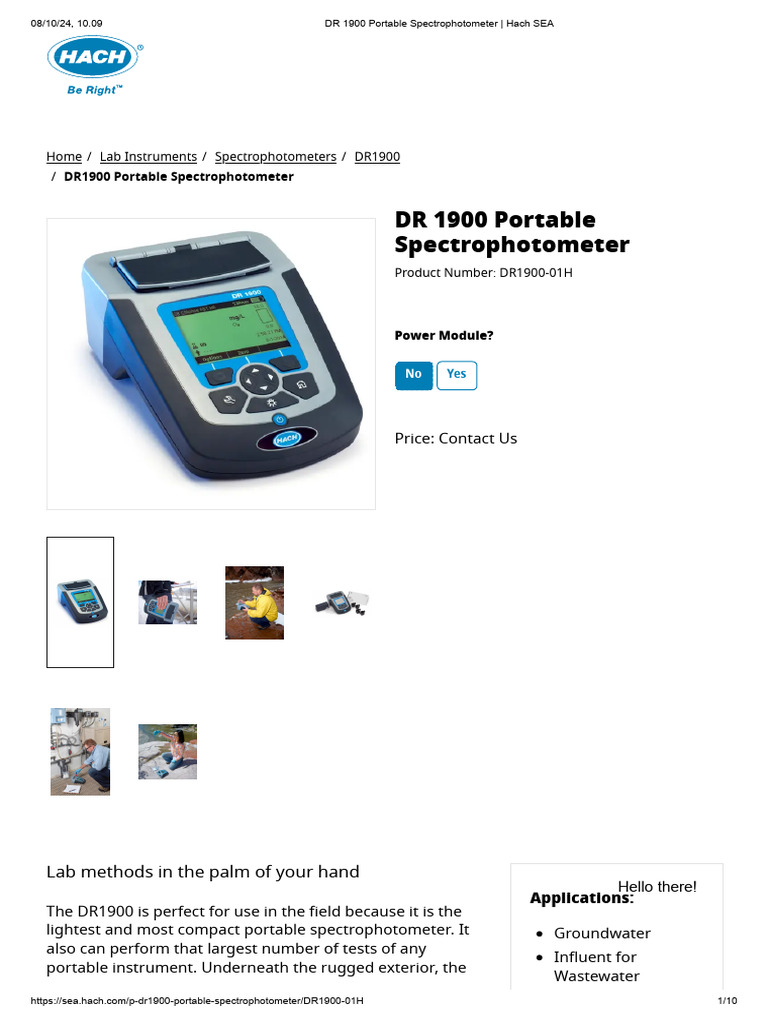 Hach DR1900 Portable Spectrophotometer | PDF | Spectrophotometry ...