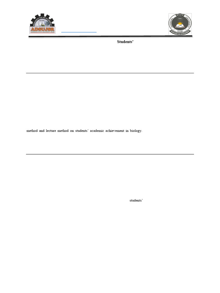 Effect of Biology Practical Method of Teaching On Students Academic ...