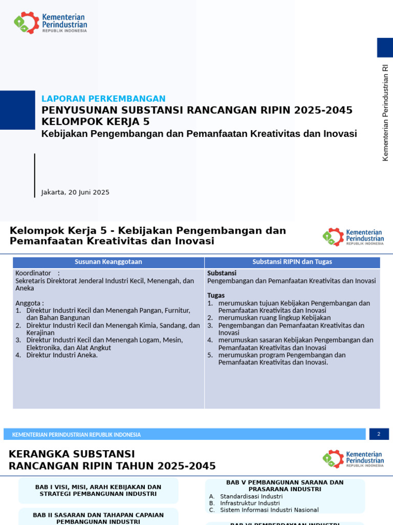 Rancangan RIPIN 2025-2045 Kemenperin | PDF