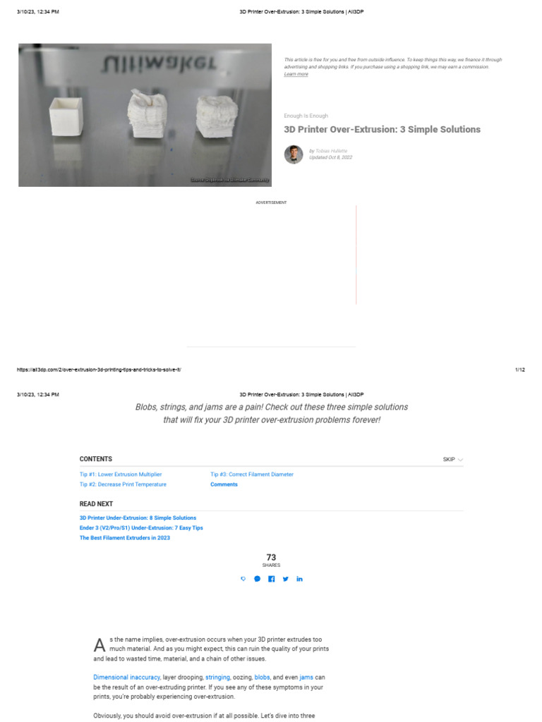 Fixing 3D Printer Over-Extrusion Issues | PDF | 3 D Printing | Extrusion
