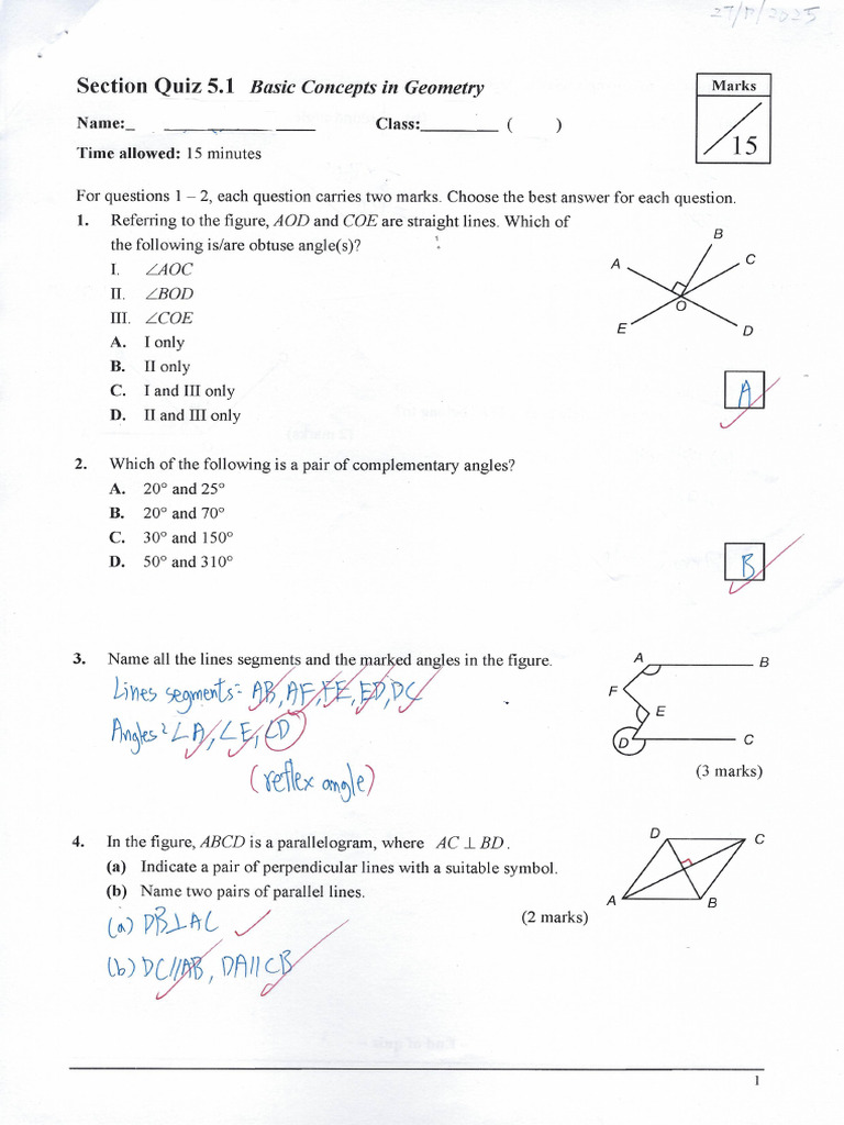 5.1 Basic Concepts in Geometry | PDF