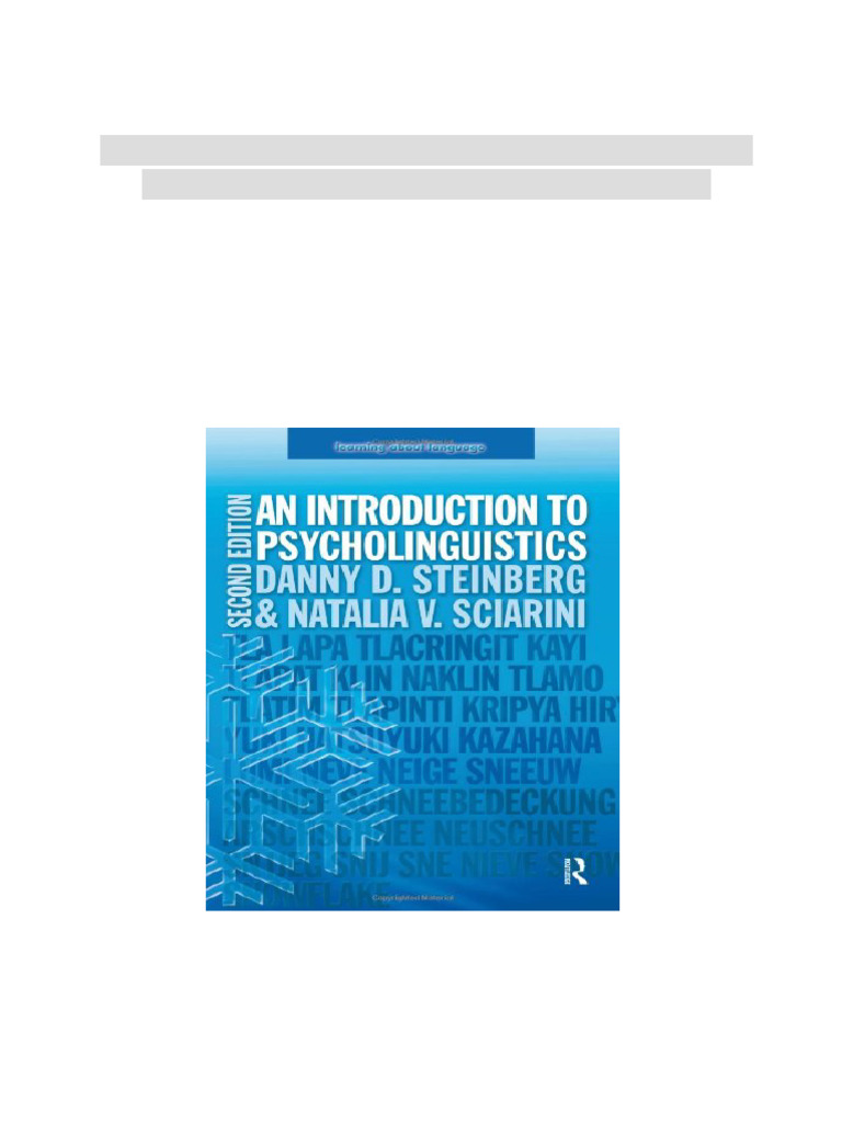 An Introduction To Psycholinguistics 2nd Edition Danny D