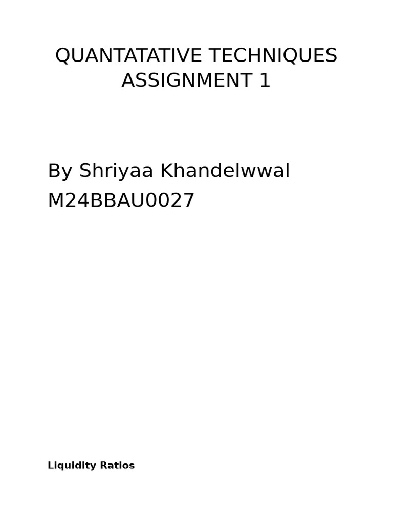 Quantatative Techniques Assignment 1 | PDF
