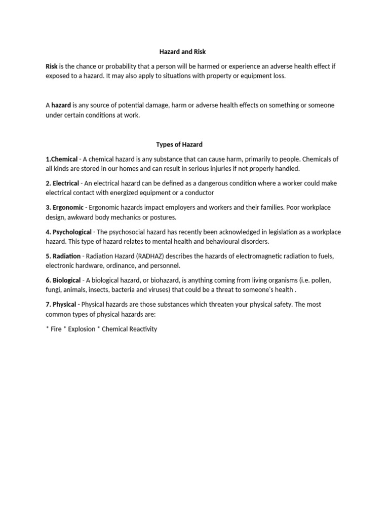 Hazard and Risk | PDF | Hazards | Labor Relations