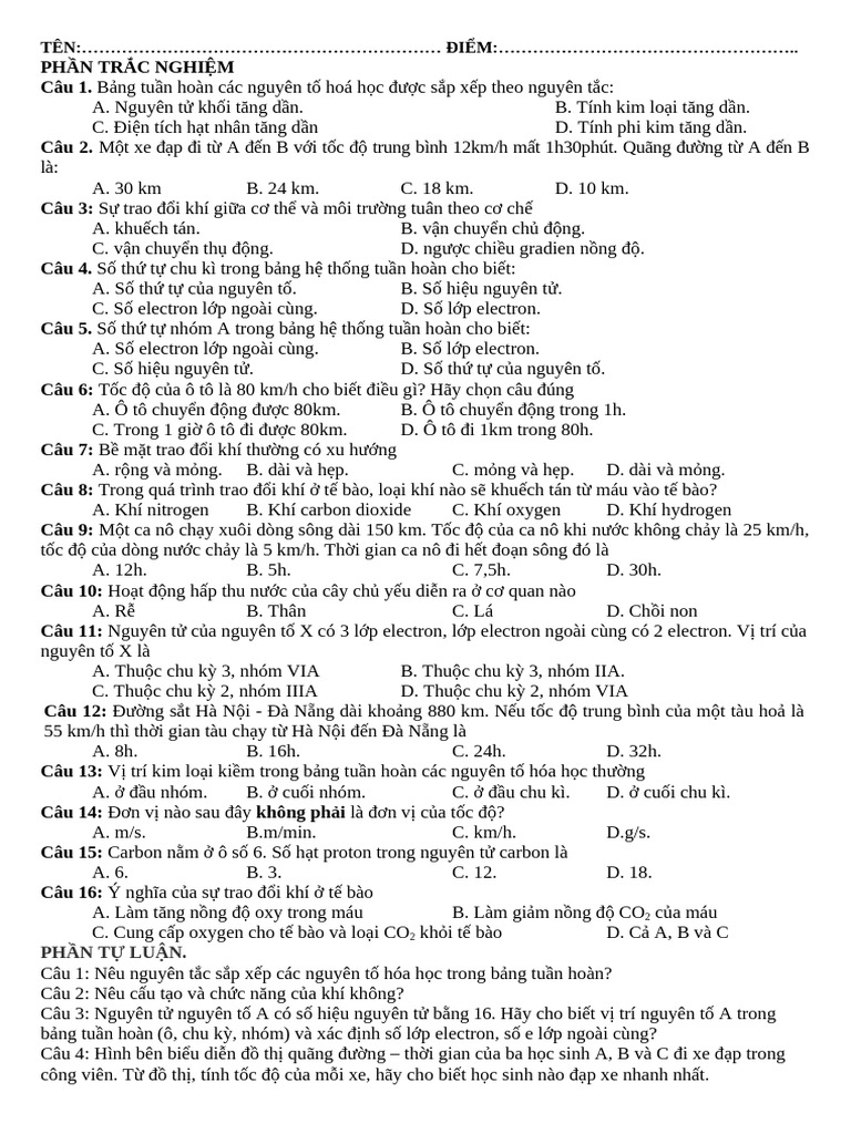 ĐỀ 5 - KHTN 7 | PDF