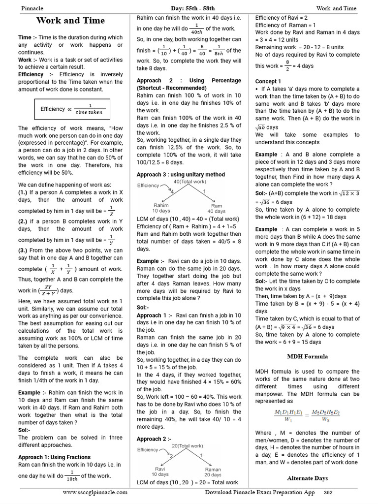 Work Efficiency and Time Calculation | PDF