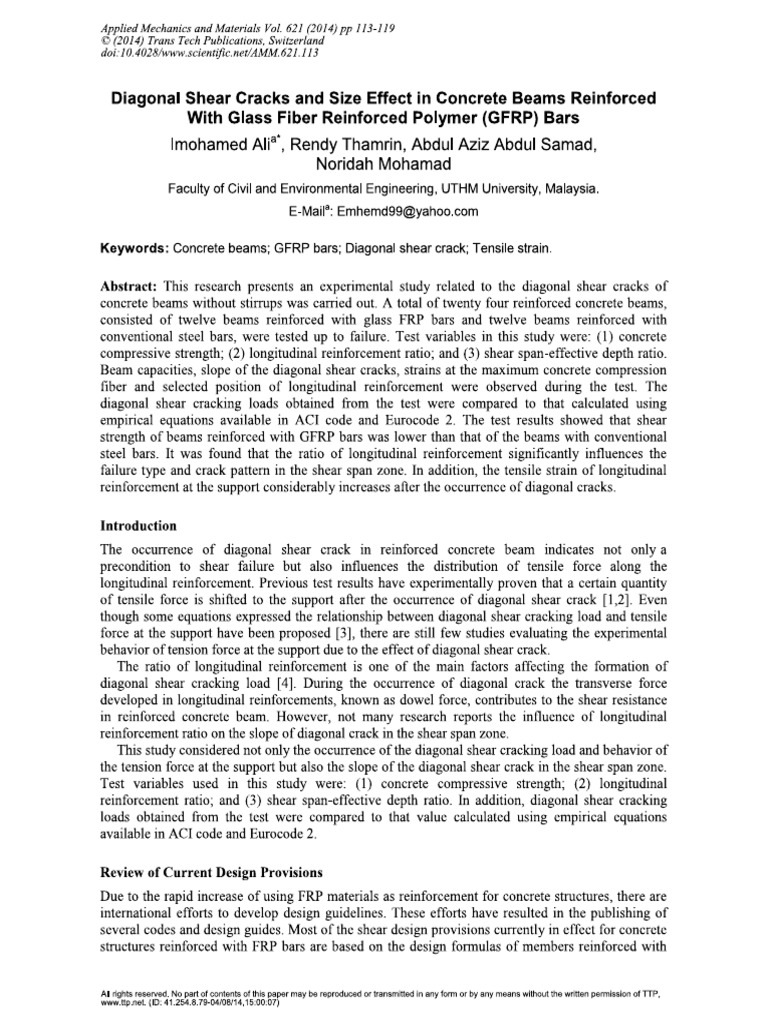 Diagonal Shear Cracks and Size Effect in Concrete Beams Reinforced With ...