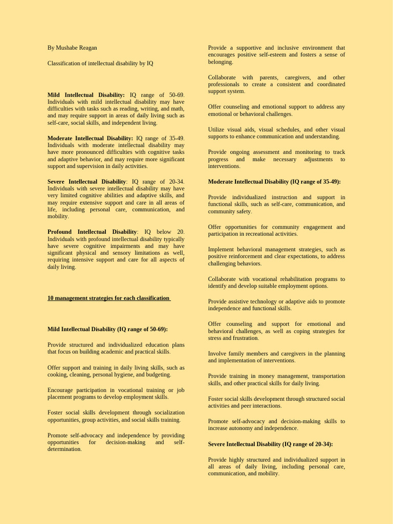 Understanding Intellectual Disability Classifications | PDF ...