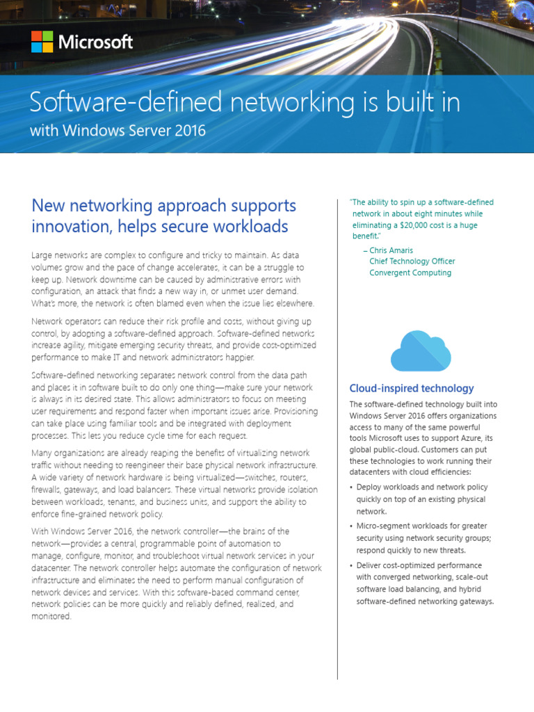 SDN Benefits with Windows Server 2016 | PDF | Computer Network | Hyper V