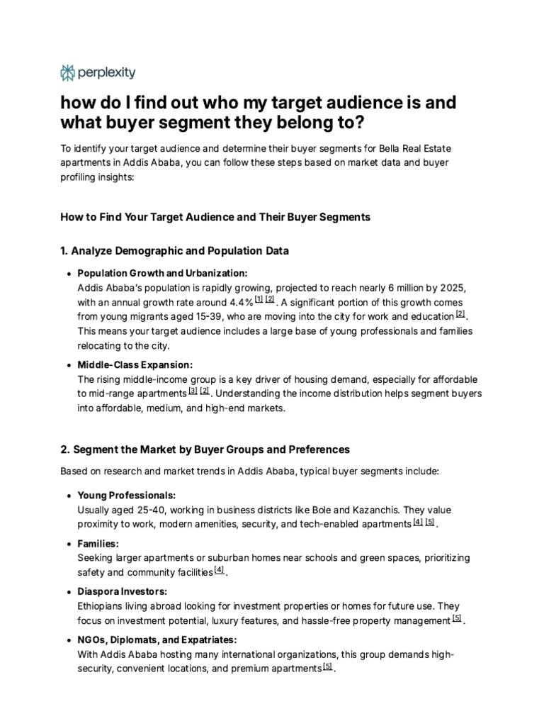 Target Audience for Bella Real Estate | PDF | Target Audience | Procurement
