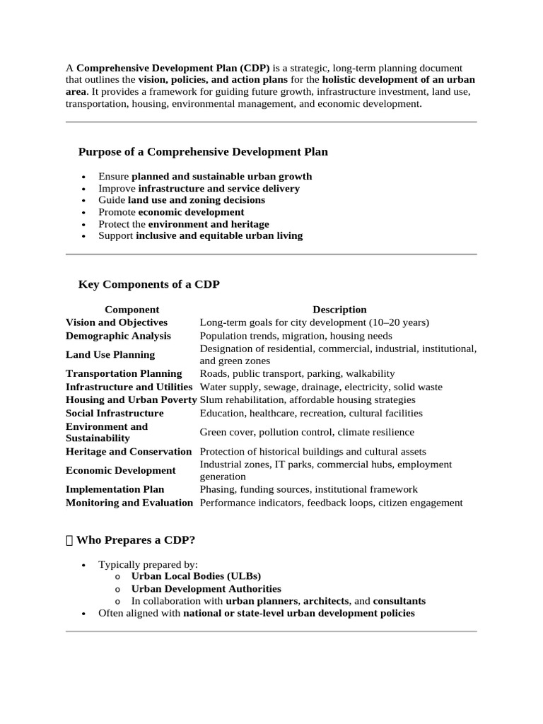 Comprehensive Development Plan Overview | PDF | Urban Planning ...