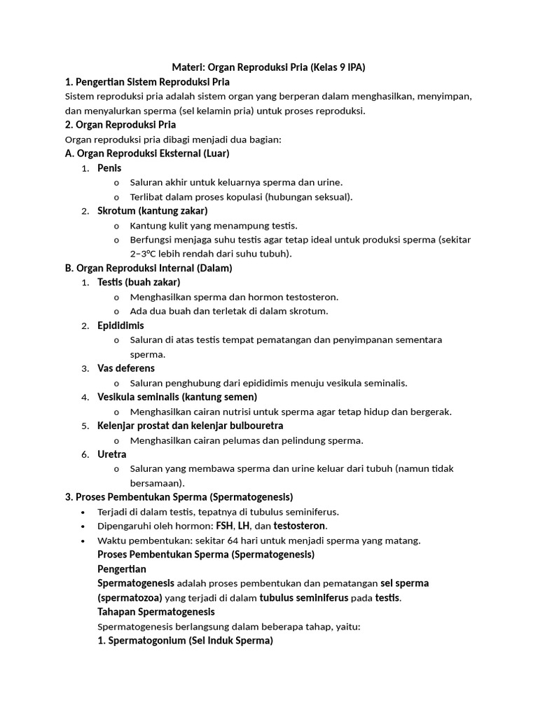 Organ Reproduksi Pria: Fungsi dan Kesehatan | PDF