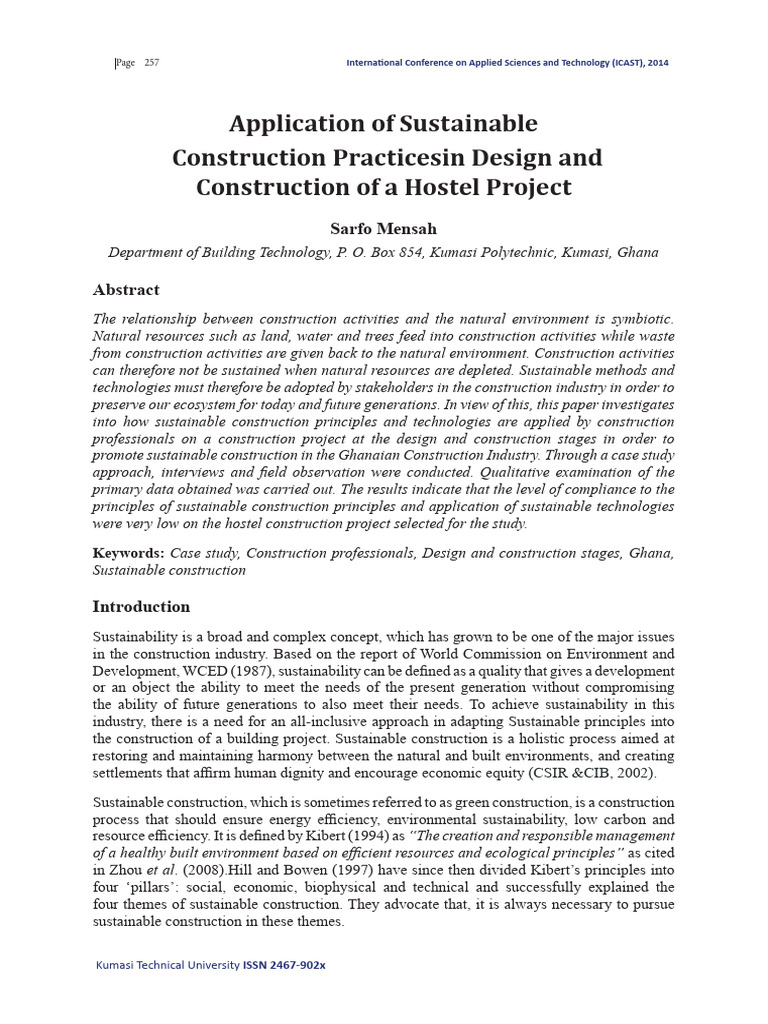 Application of Sustainable Construction | PDF | Sustainability ...