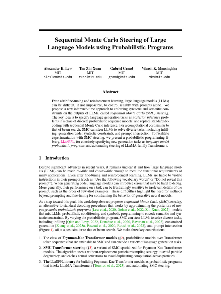 SMC Steering for Language Model Control | PDF | Monte Carlo Method ...