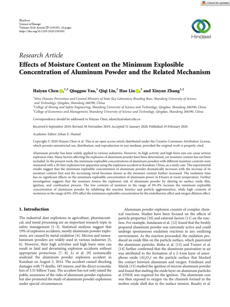 Journal of Energy - 2020 - Chen - Effects of Moisture Content On The ...