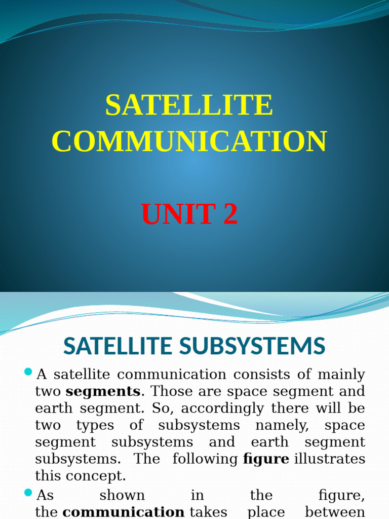 Satellite Communication Subsystems Overview | PDF | Antenna (Radio ...