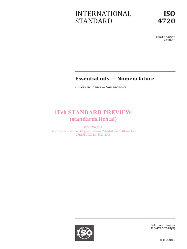 Essential Oils Nomenclature ISO 4720 | PDF | International Organization ...
