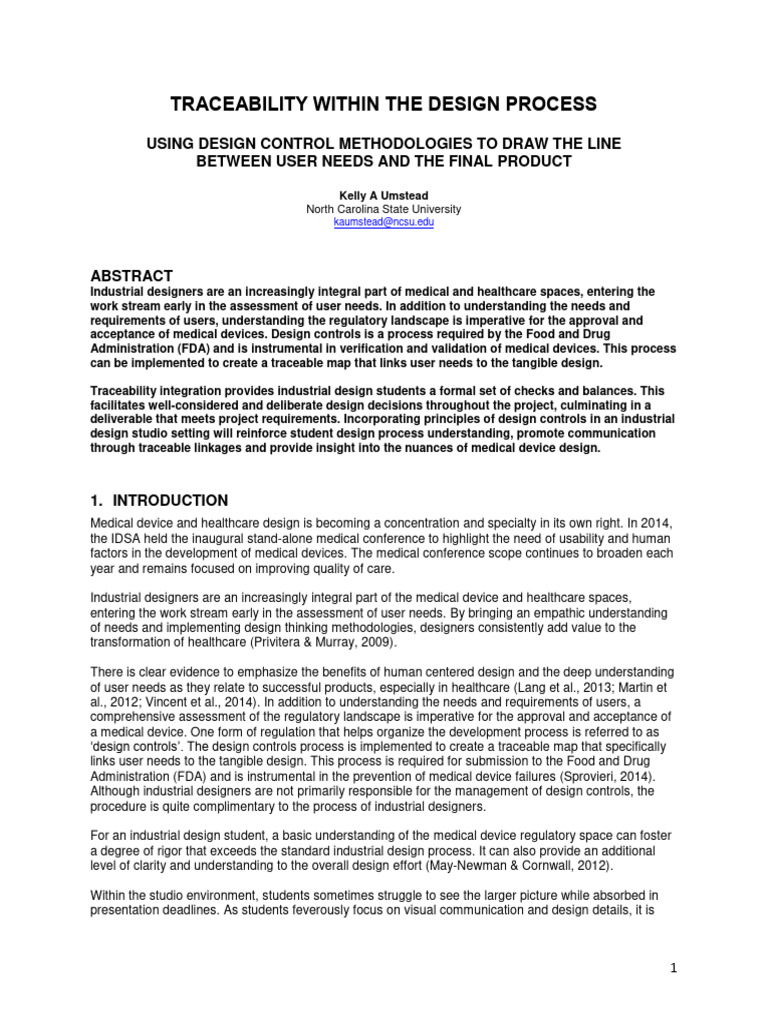 Design Control in Medical Device Design | PDF | Medical Device | Food ...