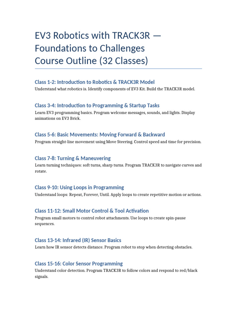 EV3 32 Class Outline | PDF | Robotics | Infrared