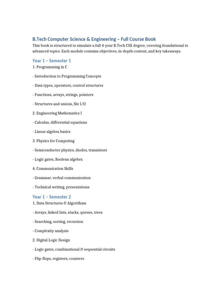 B.Tech CSE Full Course Overview | PDF | Mathematics | Discrete Mathematics