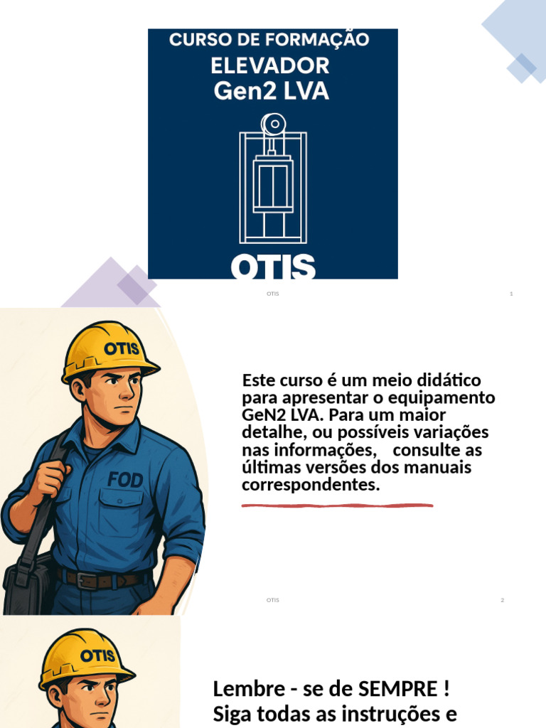Curso sobre Equipamento GeN2 LVA OTIS | PDF | Privacidade de ...