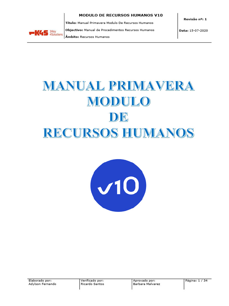 Manual Primavera Recursos Humanos V10 | PDF | Gestão de recursos ...
