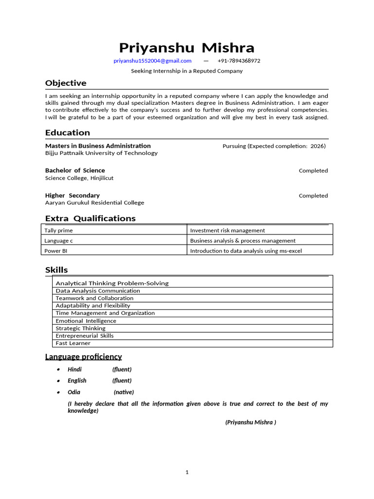 Priyanshu CV | PDF