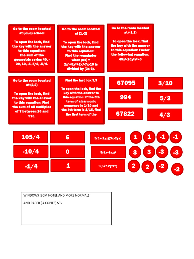 Math Puzzles for Room Escape Game | PDF