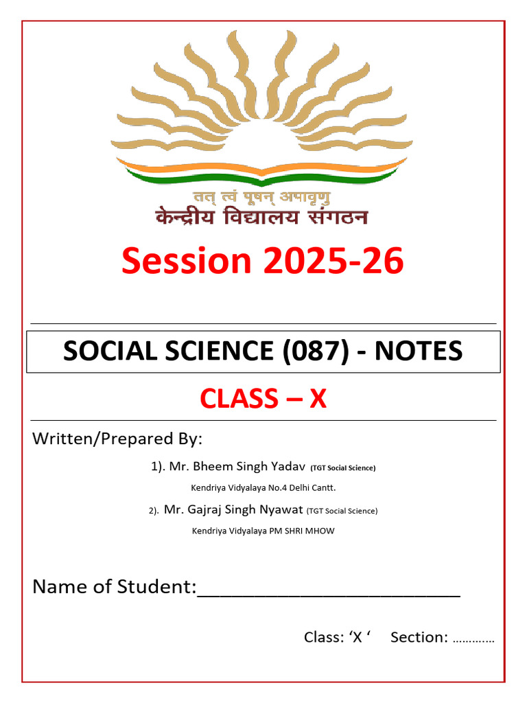 Social Science Class X Notes 2025-26 | PDF | Mahatma Gandhi | Soil